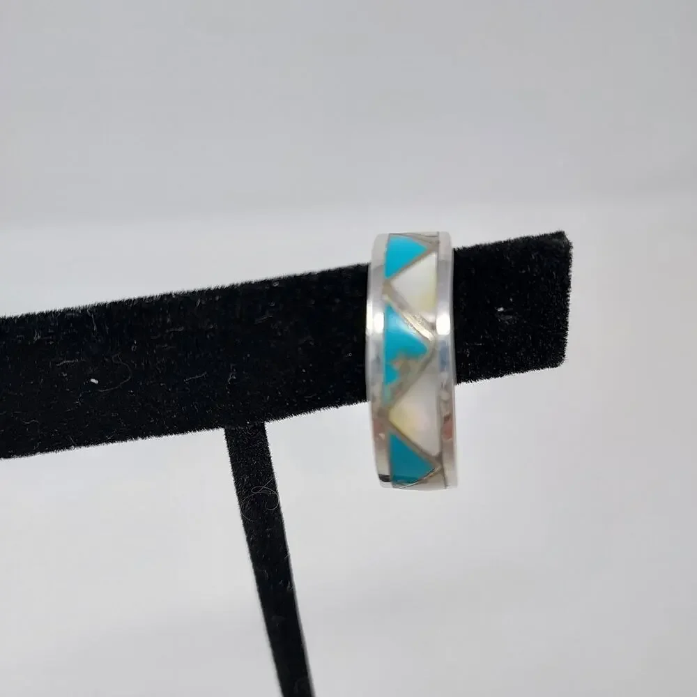 Men's Ring Sz 11.5 Faux Inlay Southwest Style Band